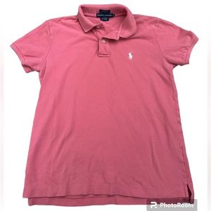 Ralph Lauren Pink Polo White Embroidered Logo Classic Fit - Size M